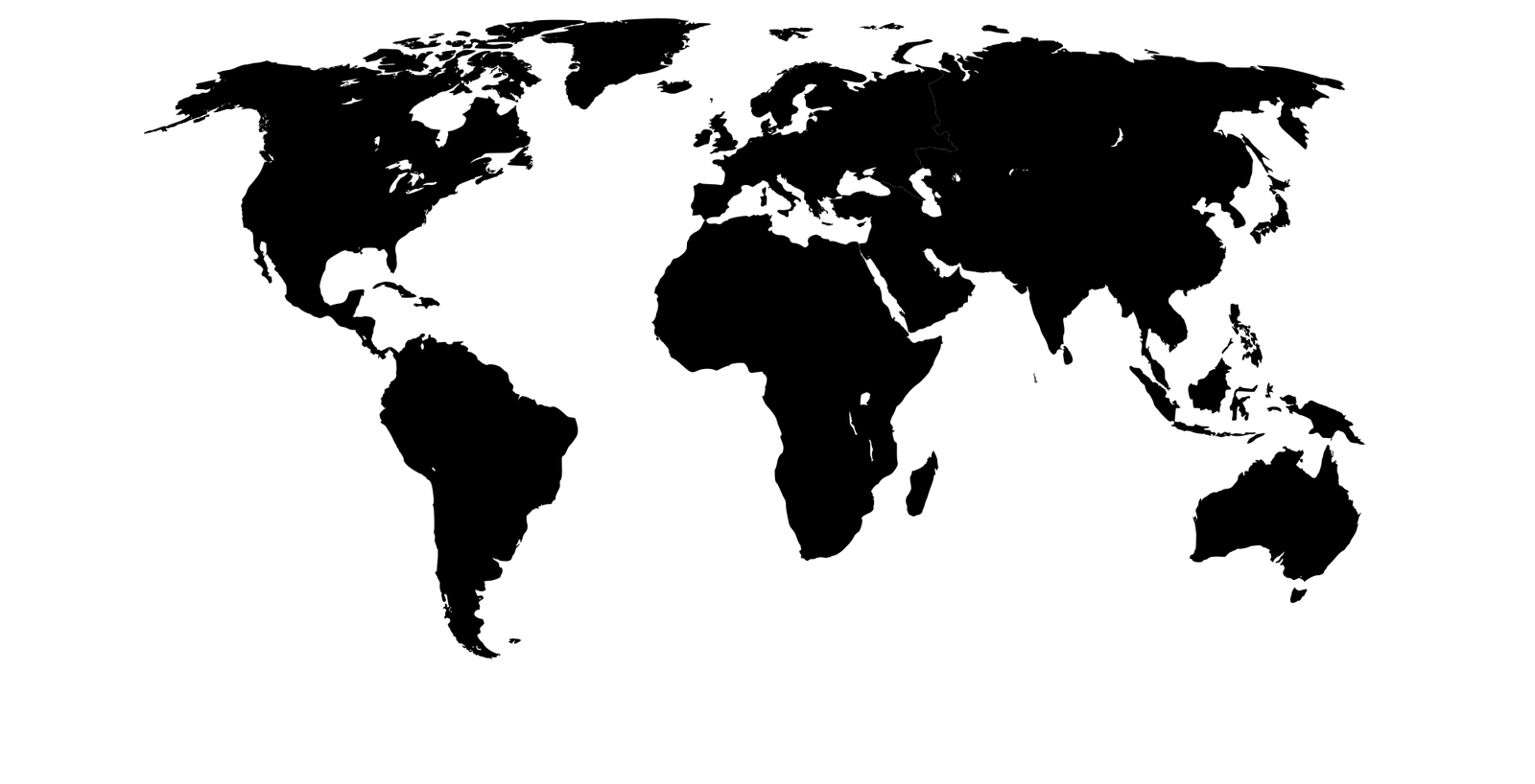 World Map With Black And White Outline,Blank Map Of World Continents