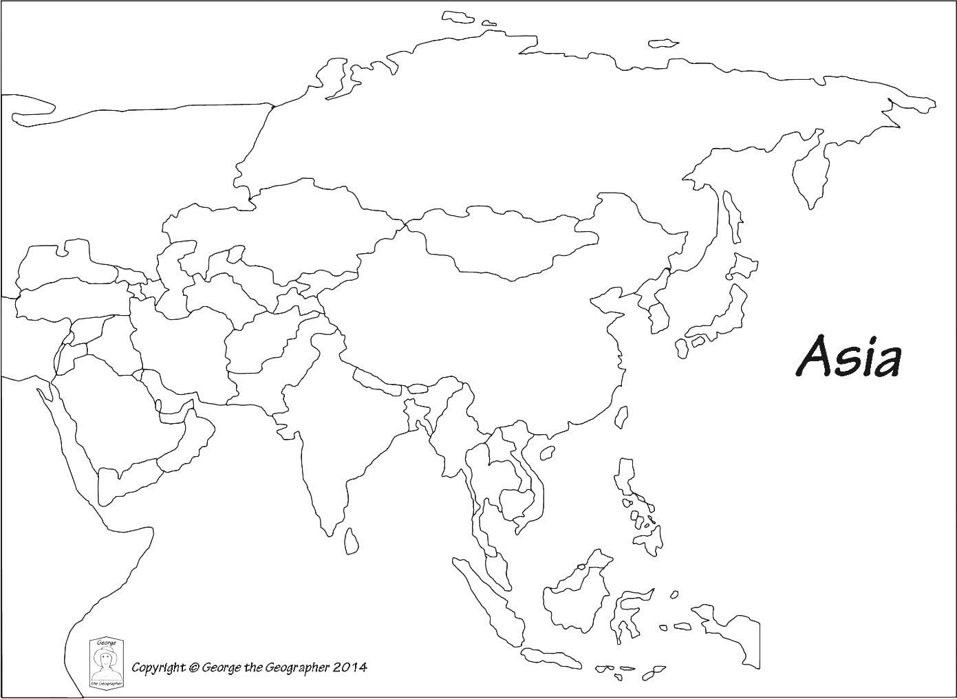 Asia Outline Map With Countries