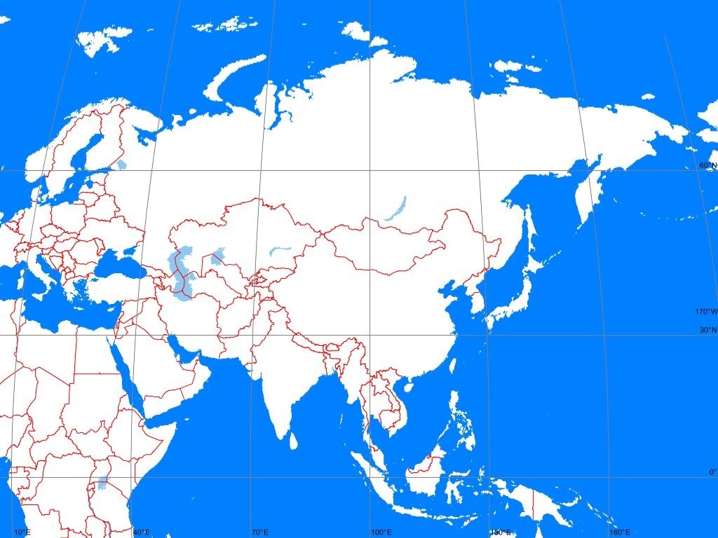 Outline Map of Asia Continent