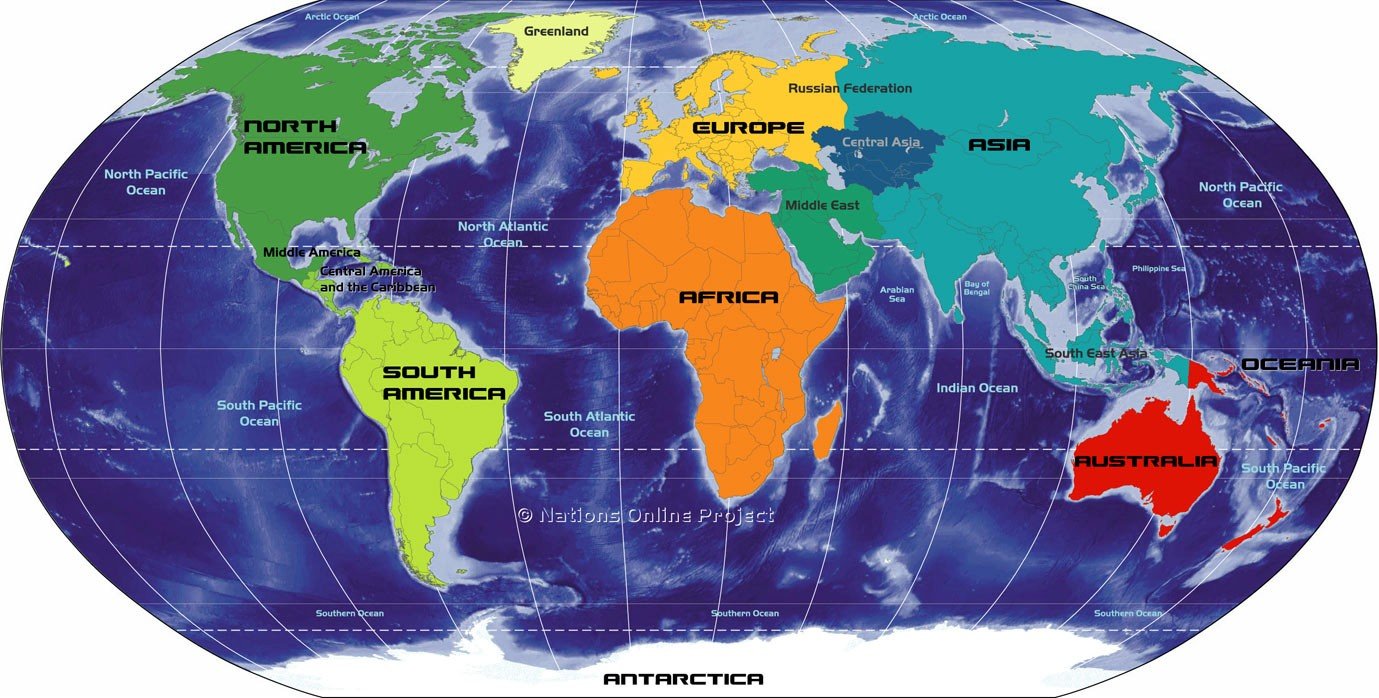 Labeled World Map Printable