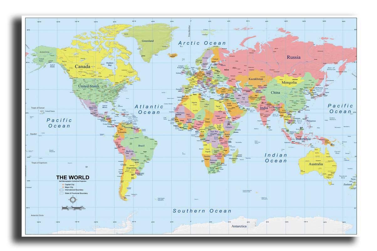 World Map Poster Vintage