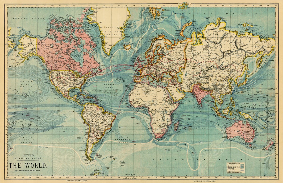 World Map Poster Vintage