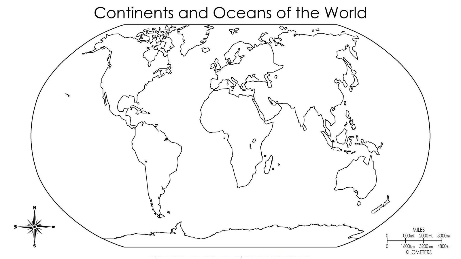 Blank Map Of World Continents,World Map With Black And White Outline