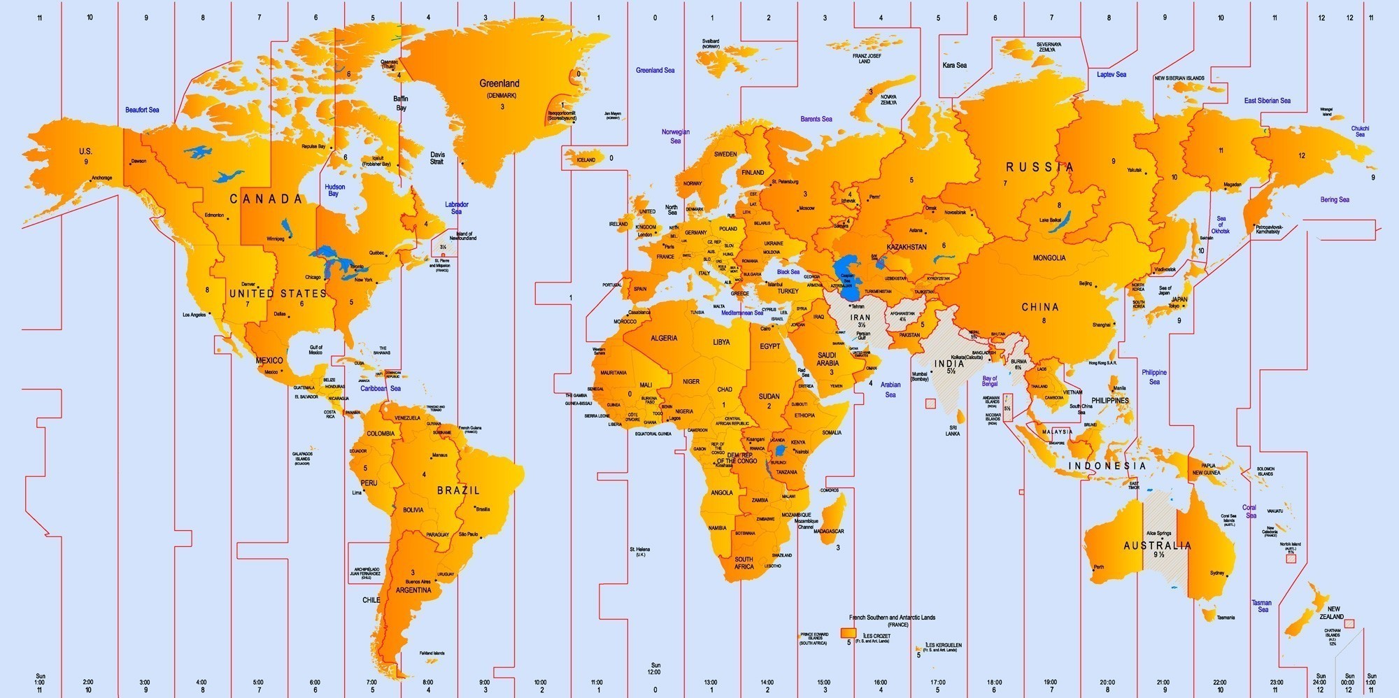 World Time Zone Map PDF,World Map With Time Zones And Countries