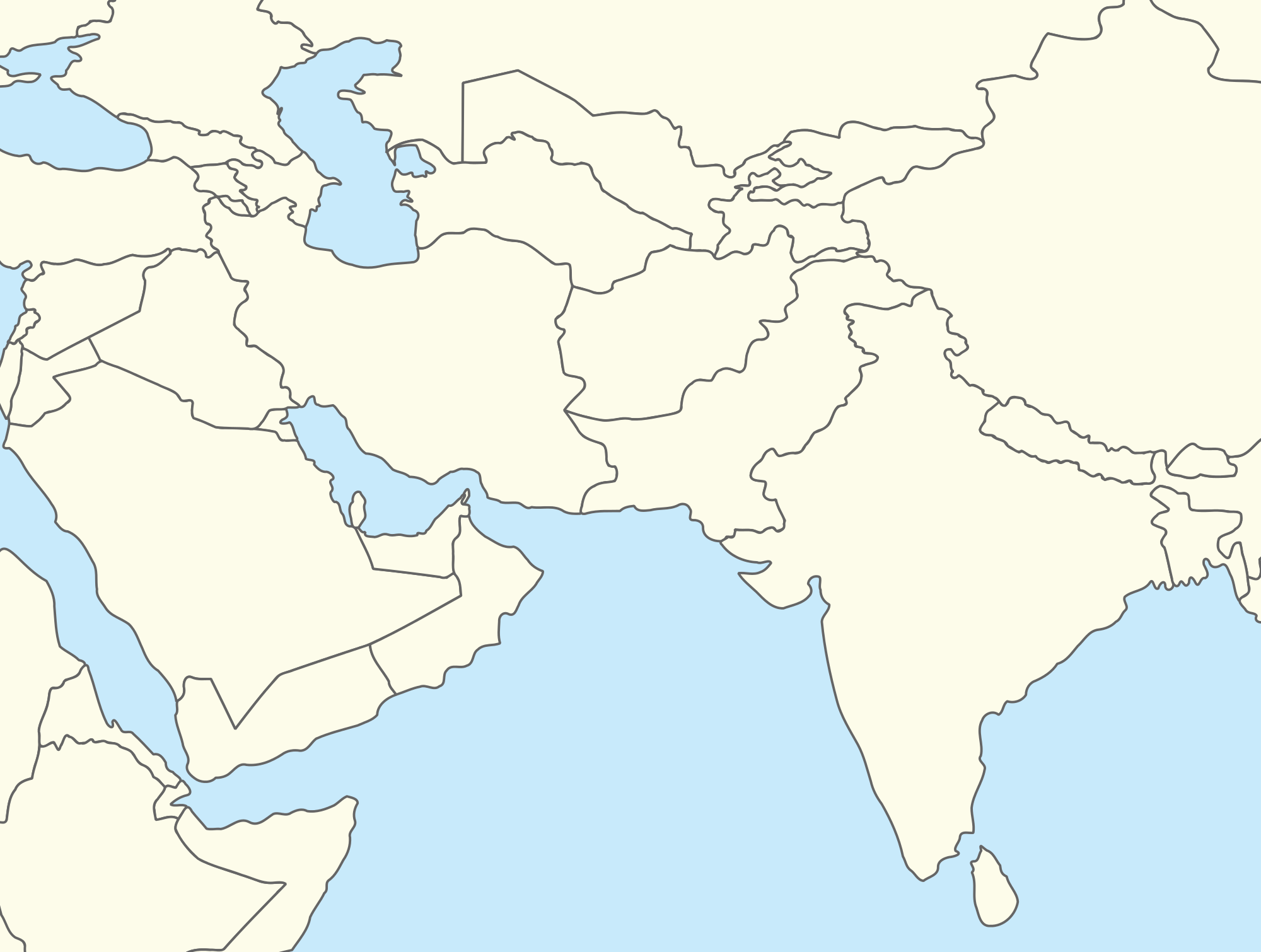  Blank Map of West Asia Physical