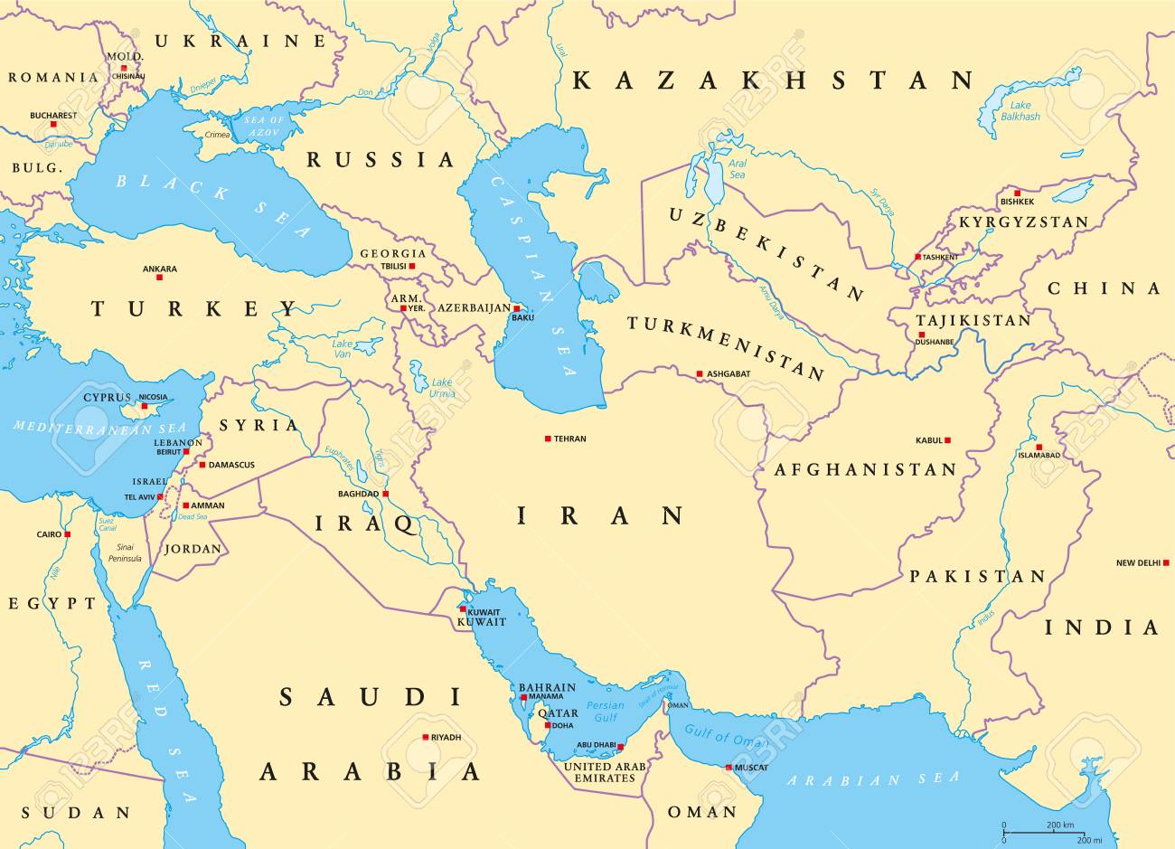 Southwest Asia Map Political