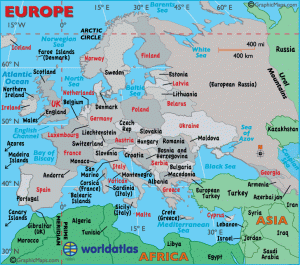 Printable Europe Map with Cities and Countries