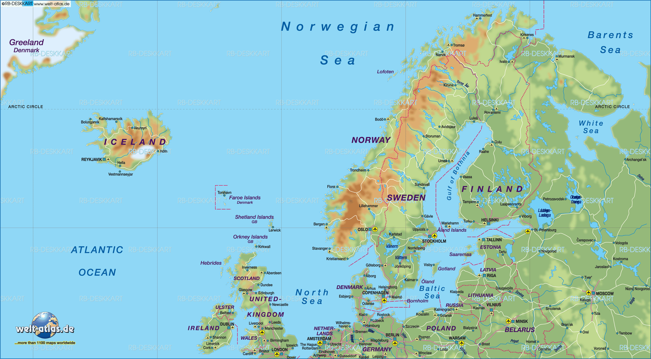 Map of Northern Europe with Cities