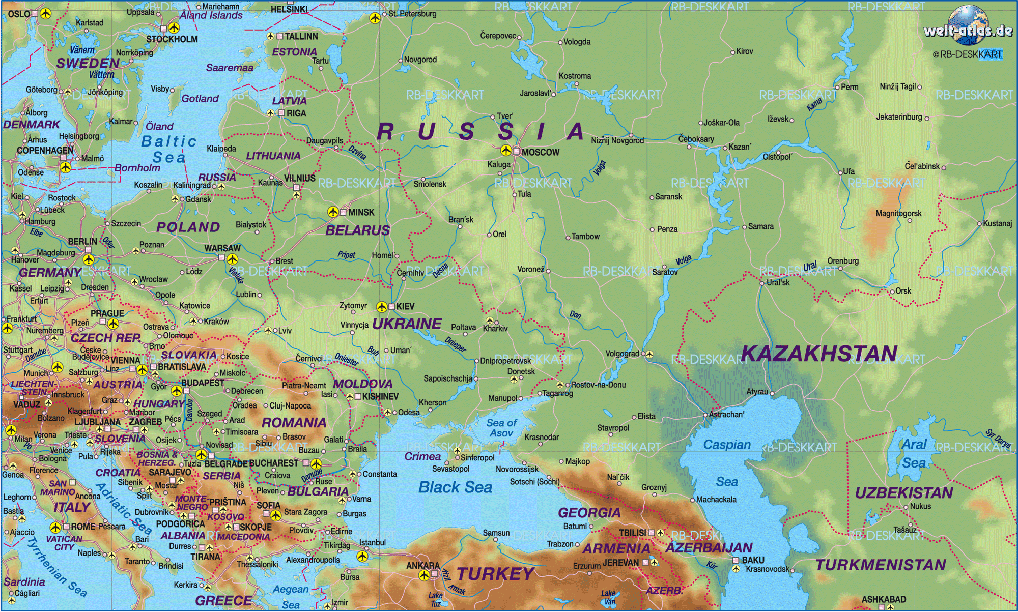 World Map of Eastern Europe