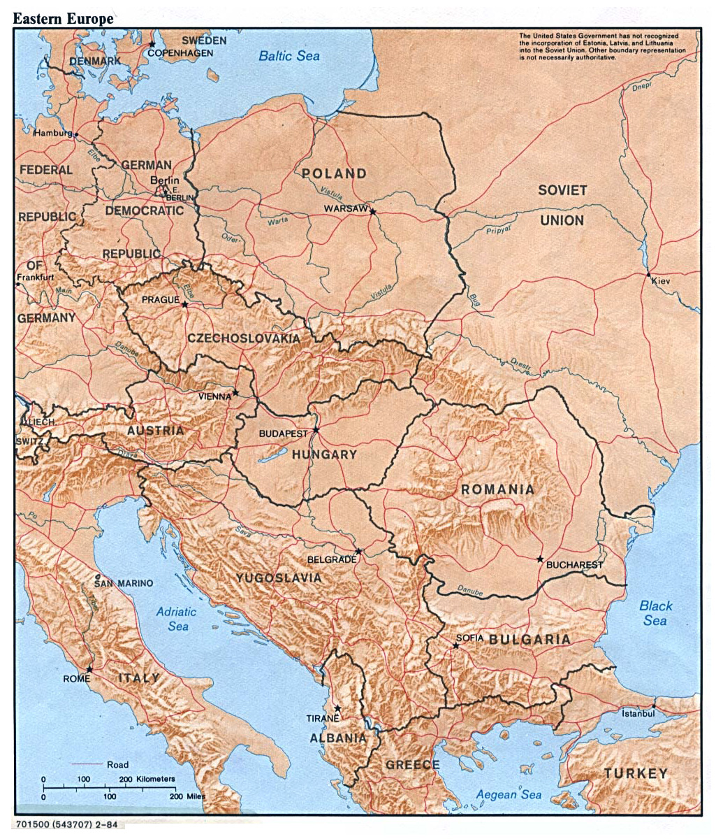 Map of Eastern Europe with Major Cities