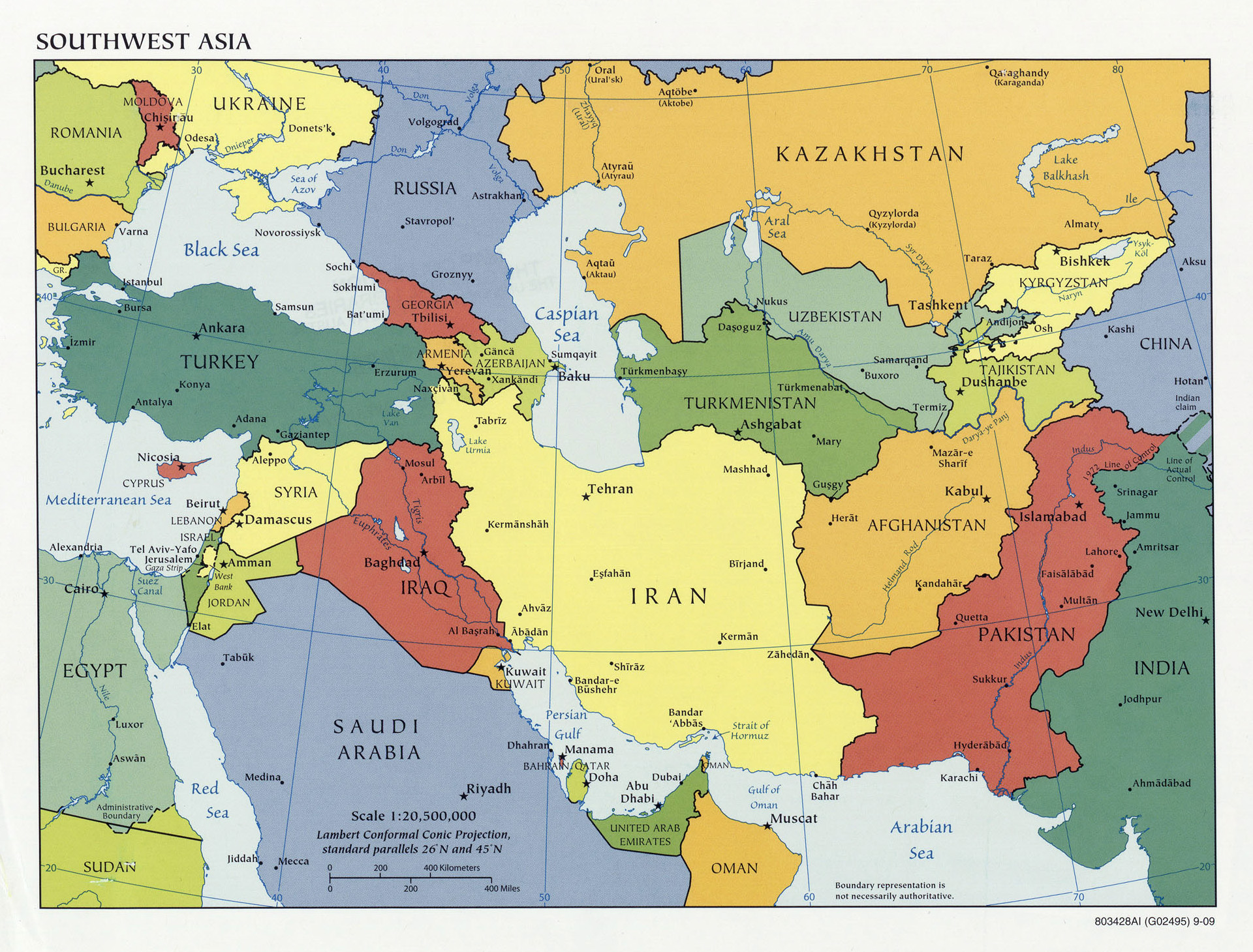 Southwest Asia Map Countries