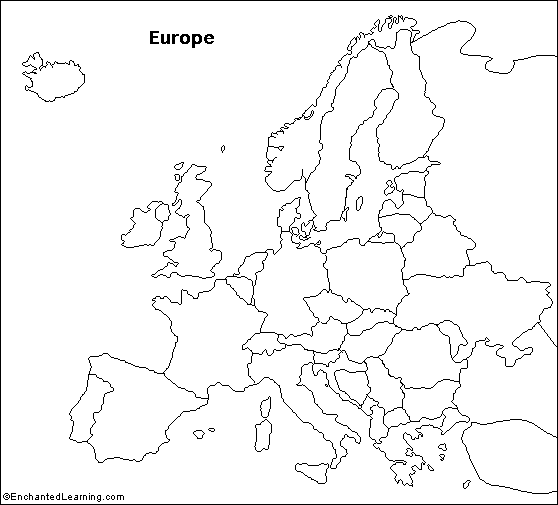 Map of Europe Outline with Countries