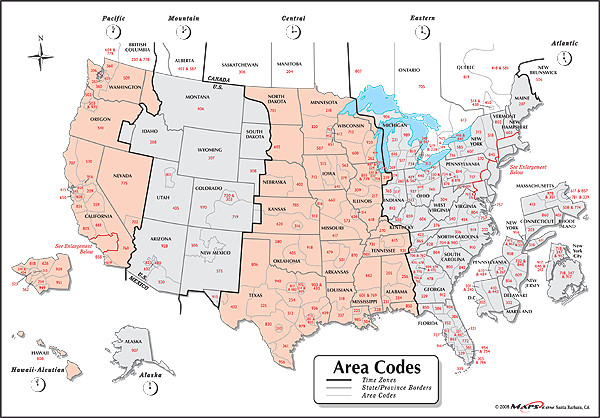 Map of USA Time Zones With Cities