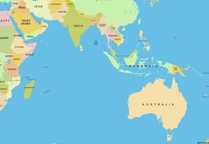 Map of Australia and Asia