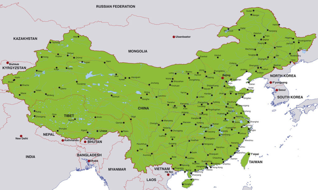 China Map with Cities Labeled