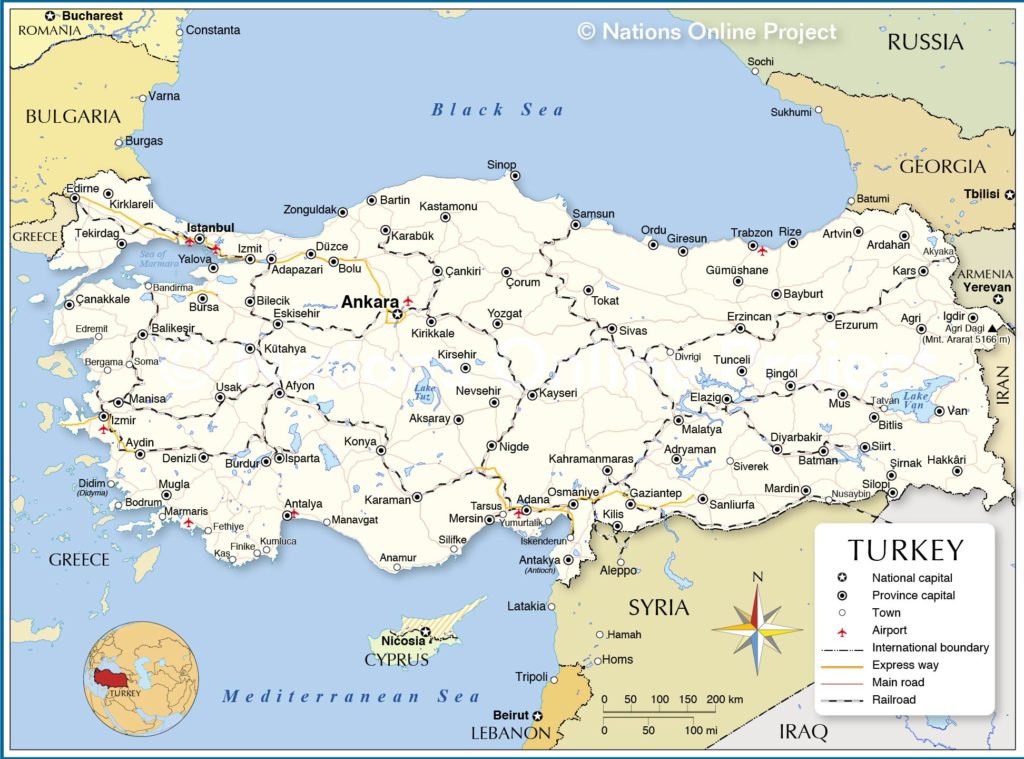 Map of Turkey and Surrounding CountrY