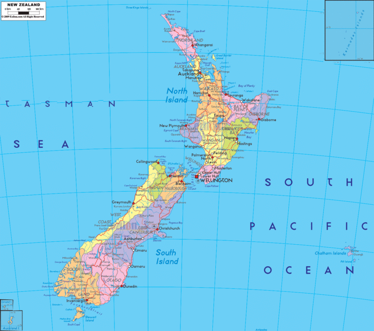 Printable Map Of New Zealand North Island