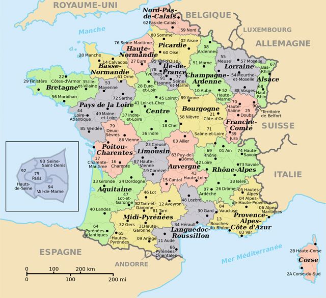 Printable Map of France with Cities