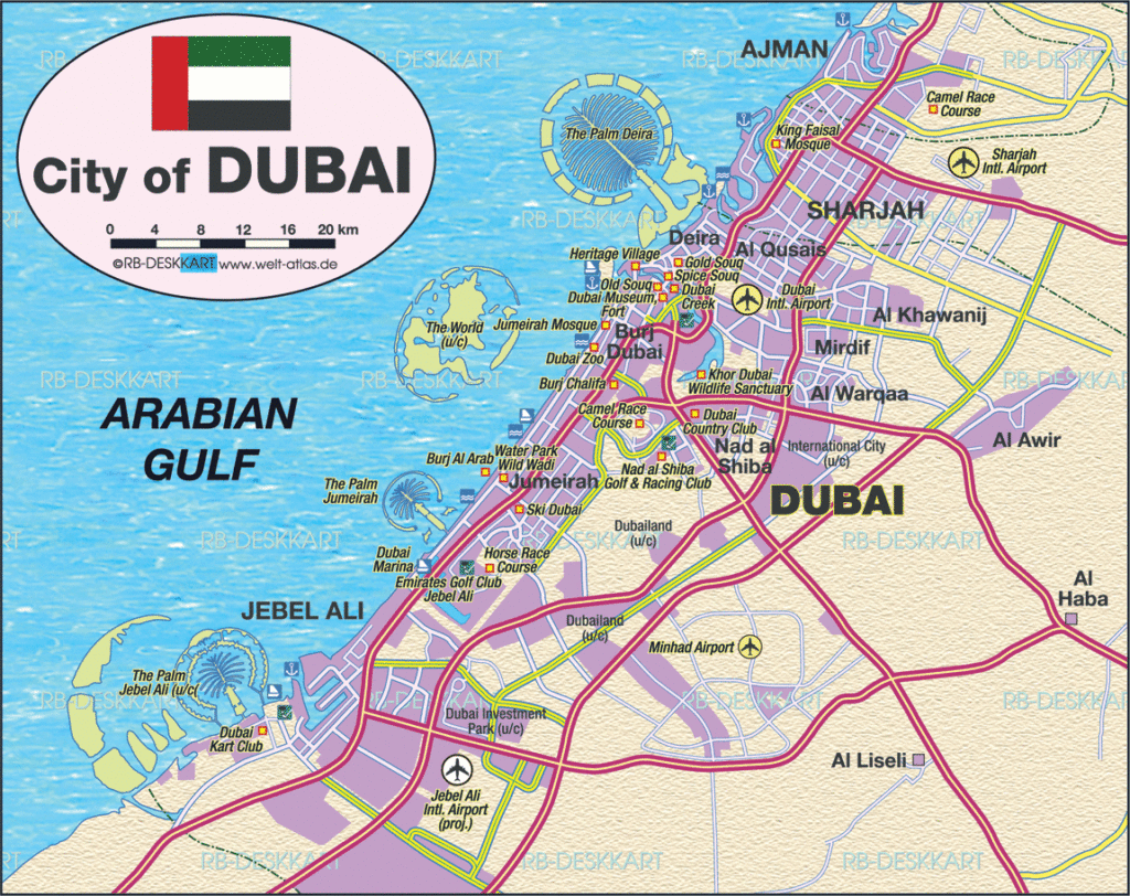 Printable Map of Dubai City