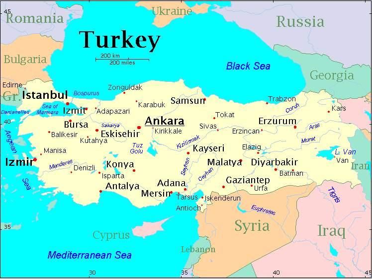 Map of Turkey with Istanbul City