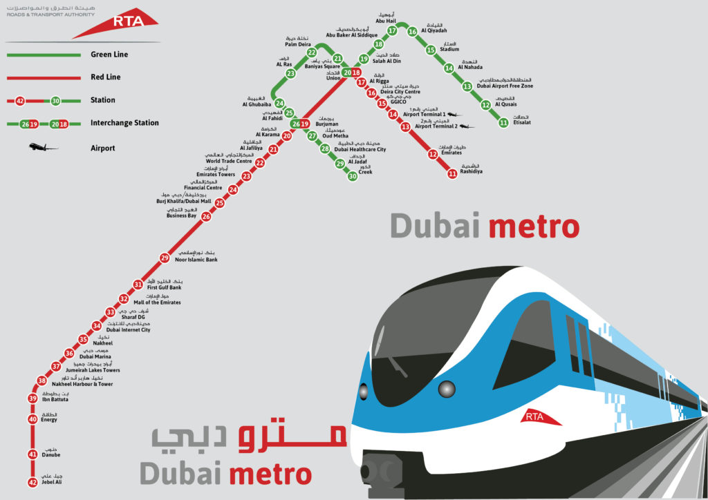 Metro Map of Dubai City