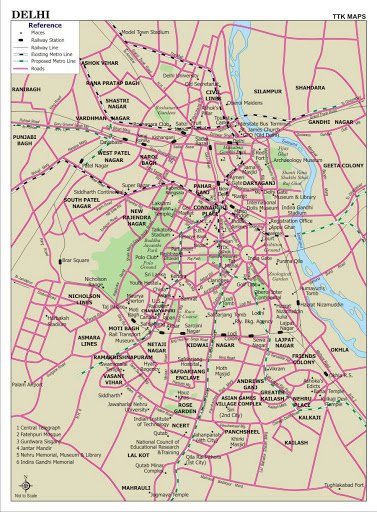 Road Map of Delhi & Cities