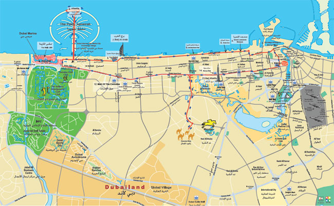 Road Map of Dubai City