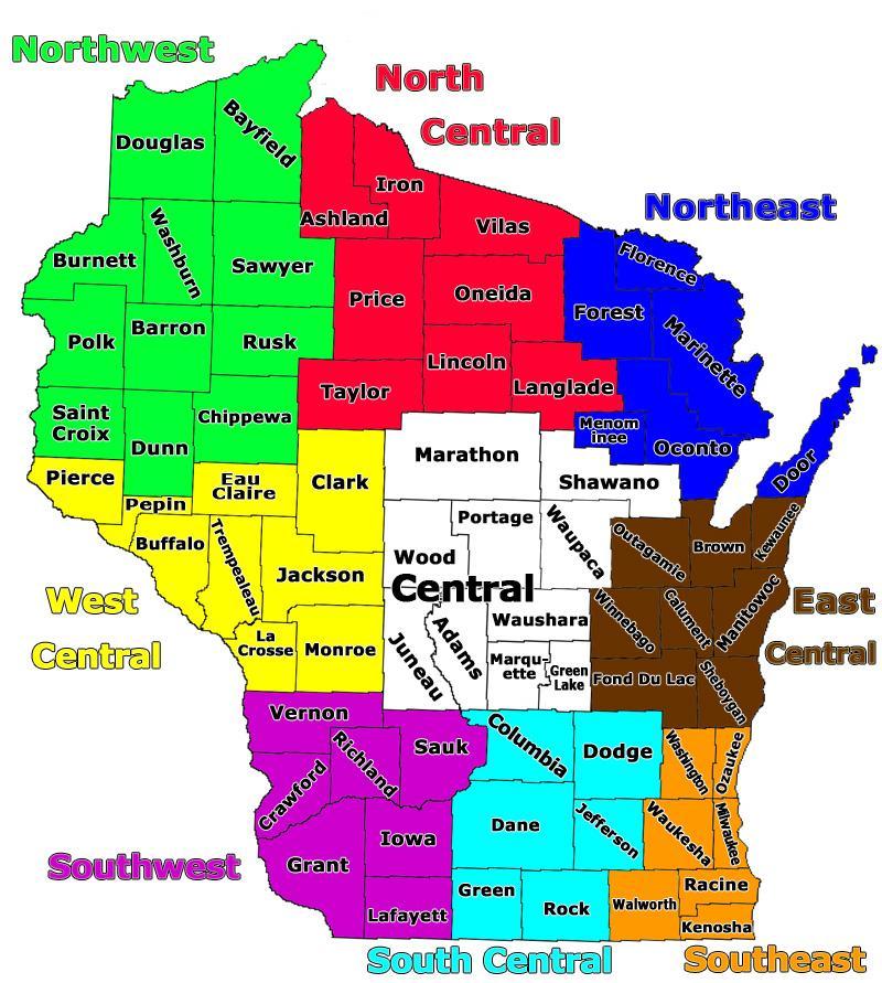 Labeled Map of Wisconsin
