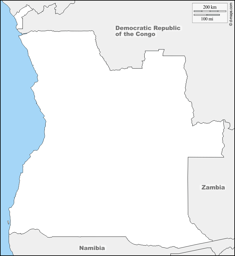 Blank Angola Map Outline