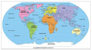 Printable Map of World with Continents and Oceans | World Map With Countries