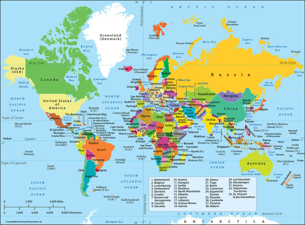 World Map With Continents And Countries Name Labeled | World Map With ...
