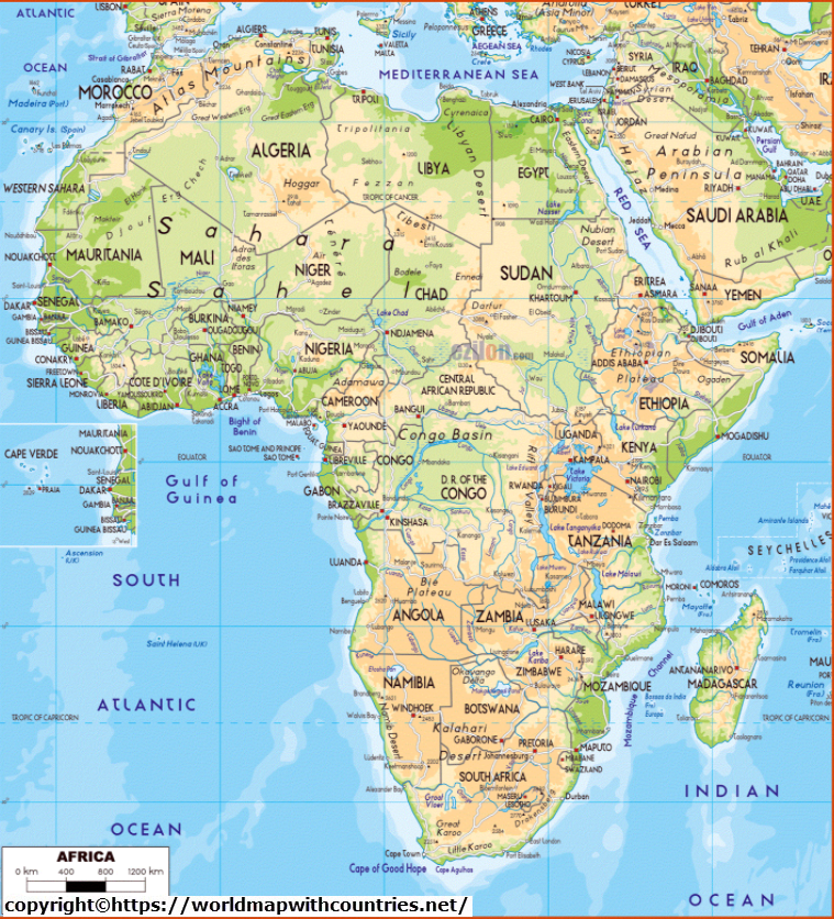 Labeled Map Of Africa