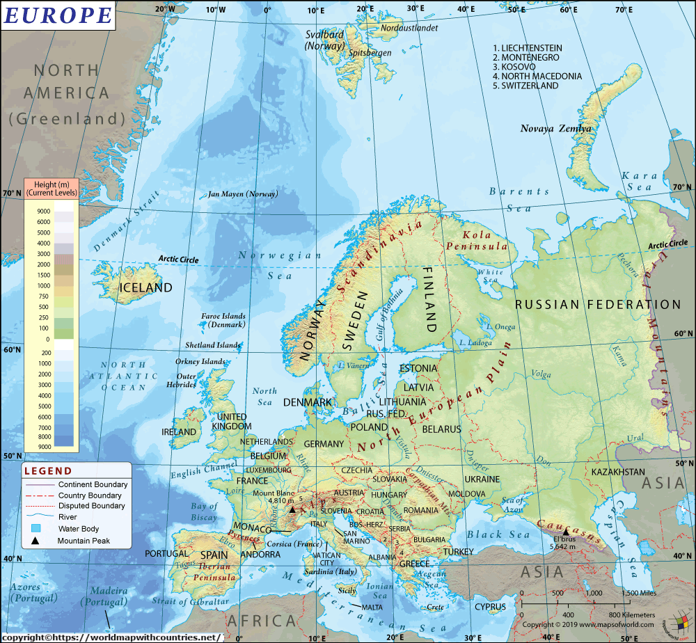 Free Printable Labeled Map of Europe with Countries PDF