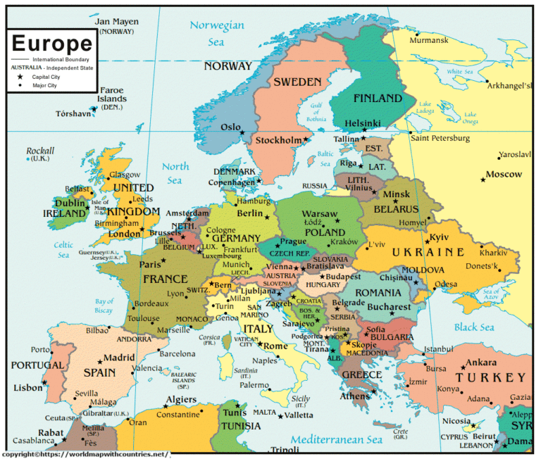 Map Of Europe With Cities 1 | World Map With Countries
