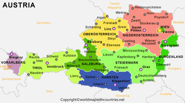 Austria Map with States