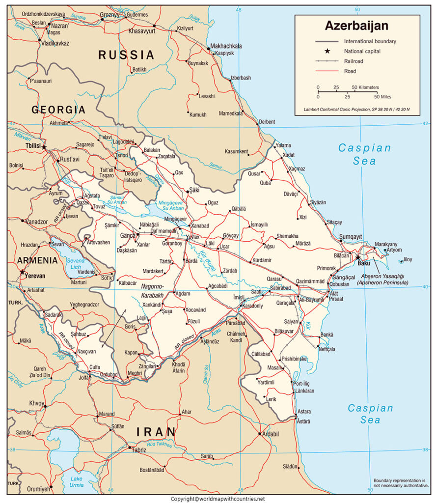 Azerbaijan Map with States