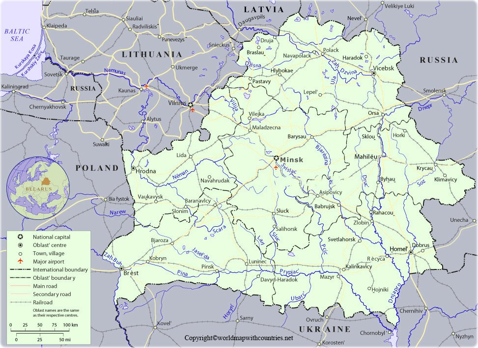 Belarus Map with States