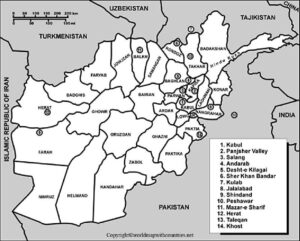 Blank Map Of Afghanistan World Map With Countries   Blank Map Of Afghanistan Pdf 300x241 