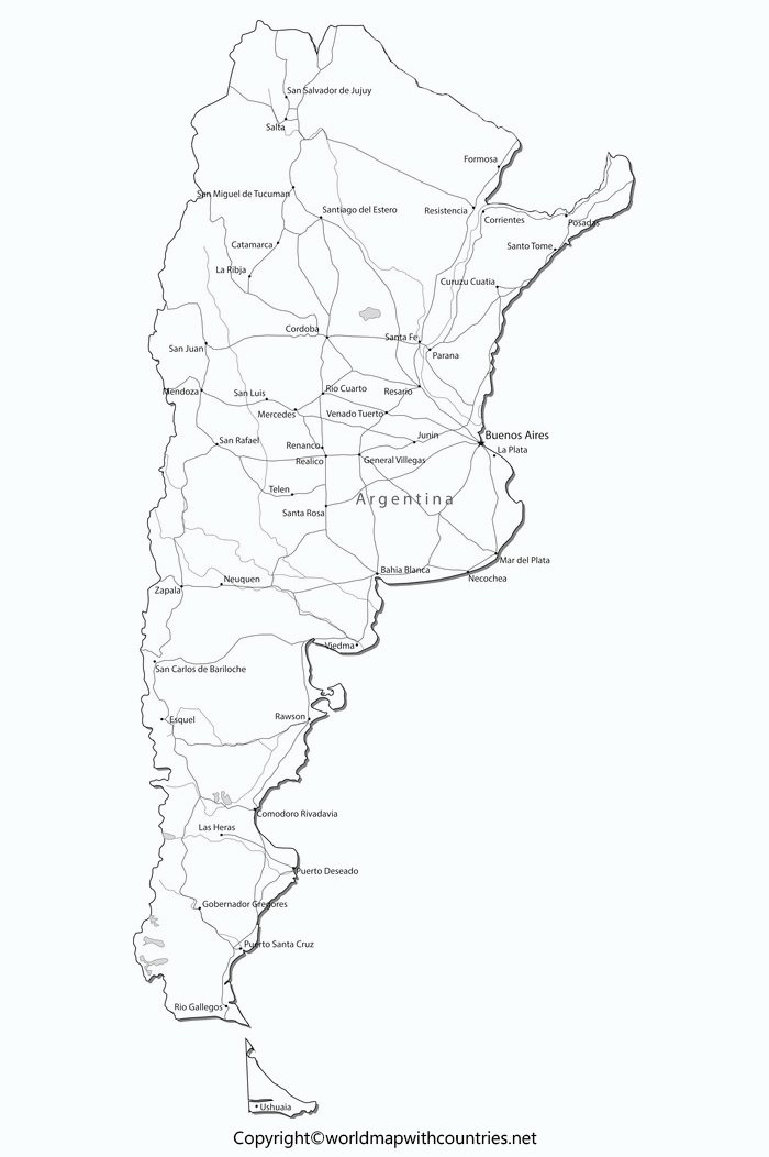 Free Printable Labeled And Blank Map Of Argentina In Pdf