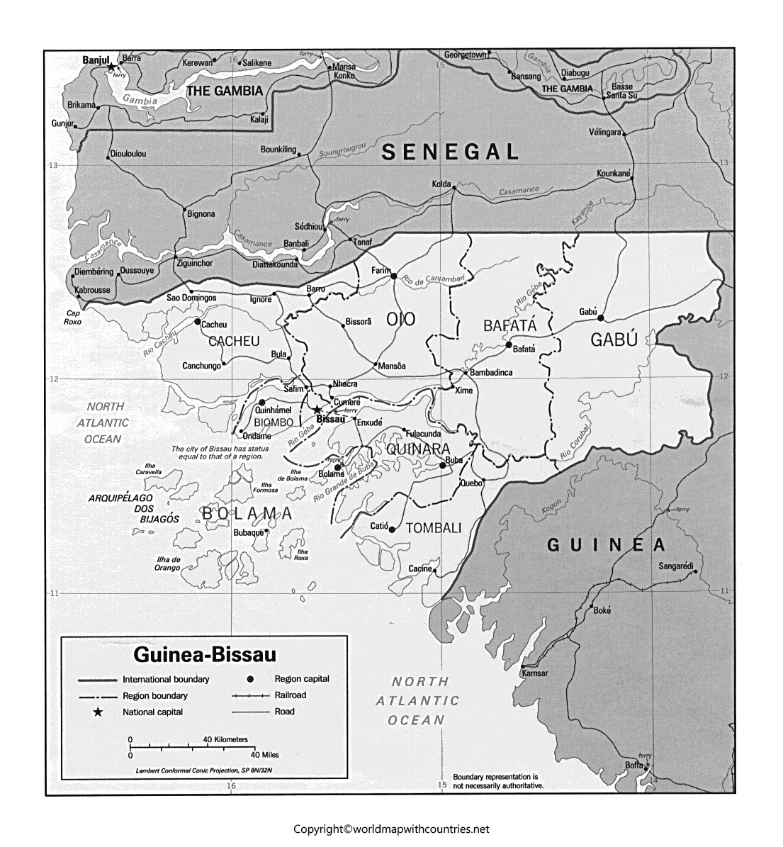 Blank Map of Guinea-Bissau