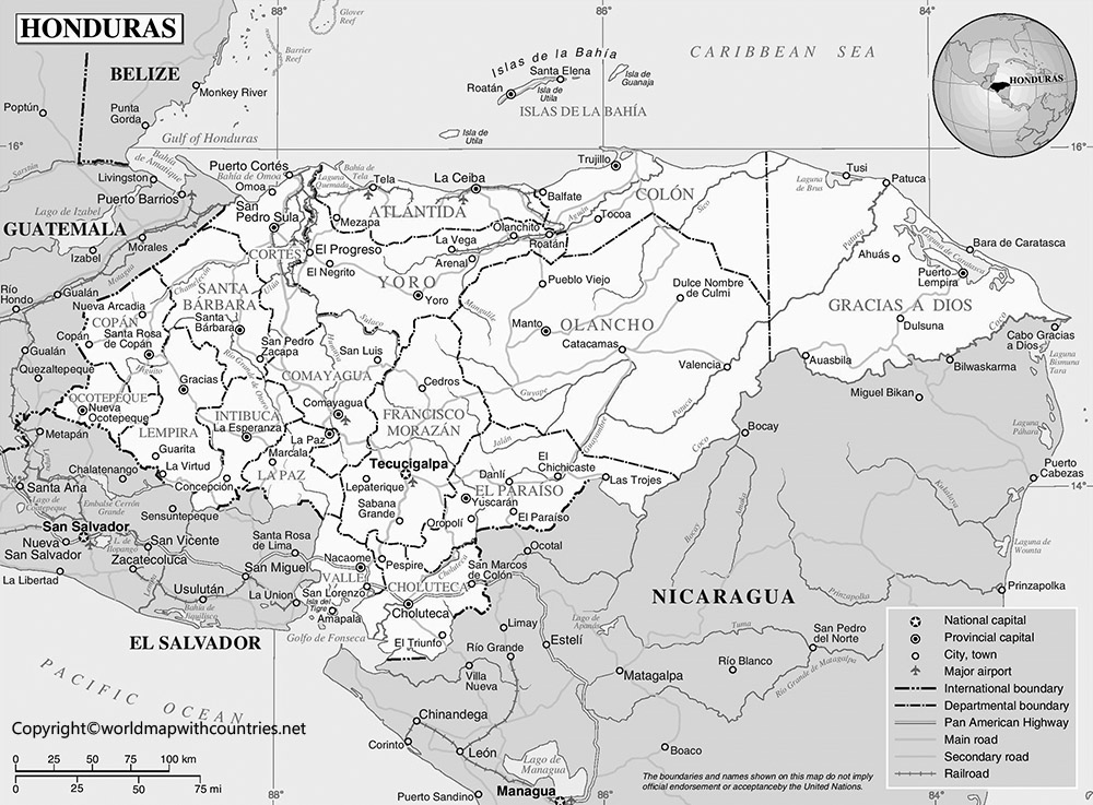 Blank Map of Honduras