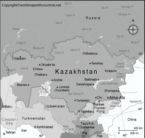 Blank Map of Kazakhstan