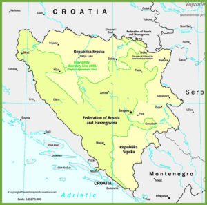 Bosnia and Herzegovina Map with States