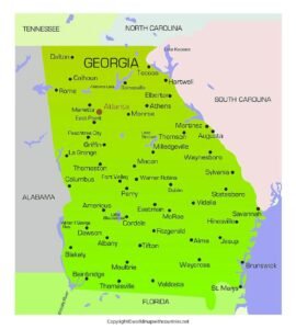 Georgia Map with States pdf | World Map With Countries