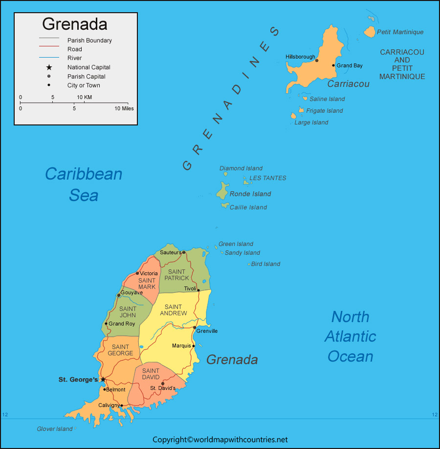 Grenada Map with States