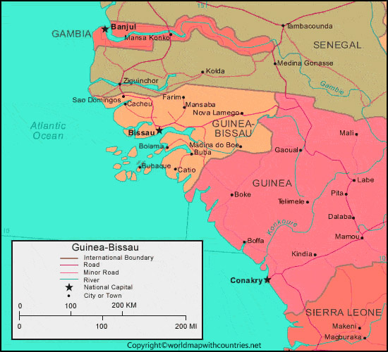 Guinea Bissau Map with States
