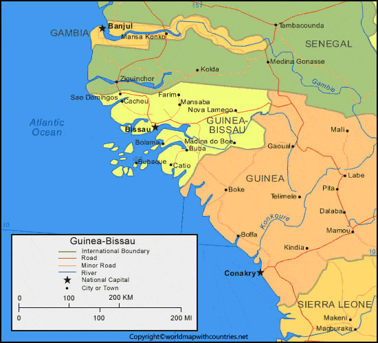 Guinea Map with States