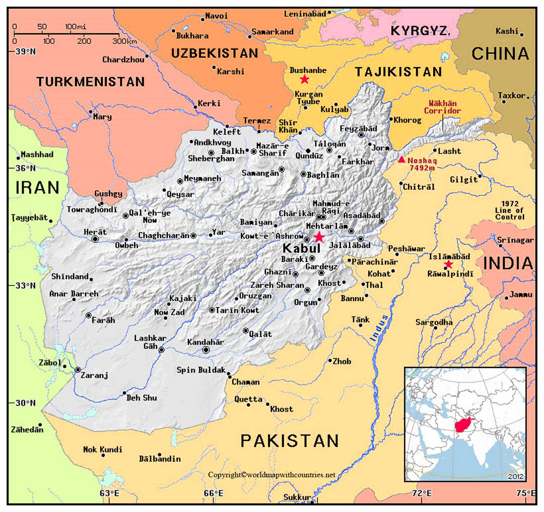 Labeled Map of Afghanistan