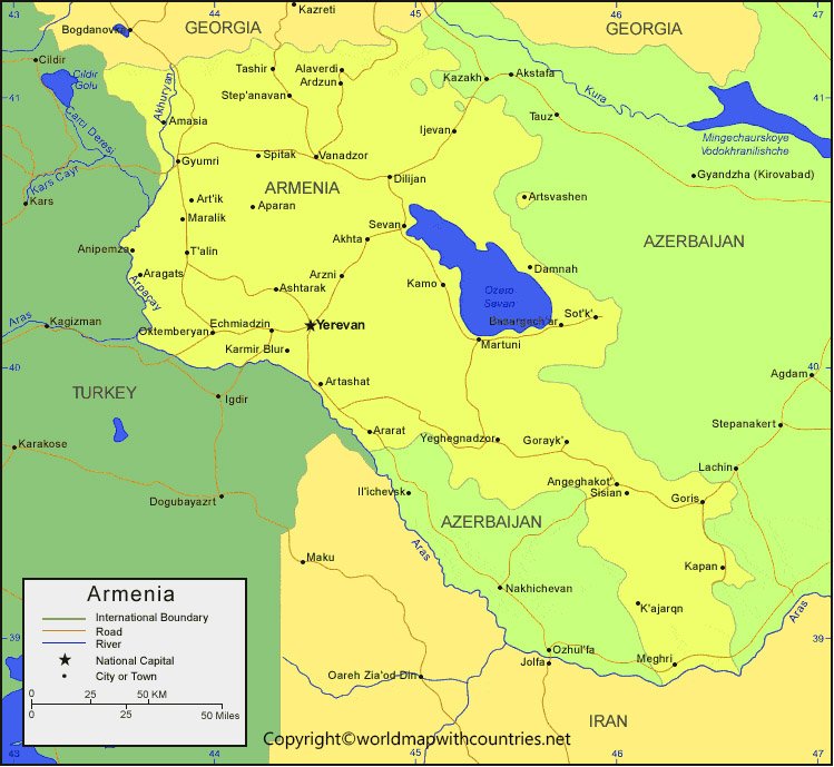 Labeled Map of Armenia