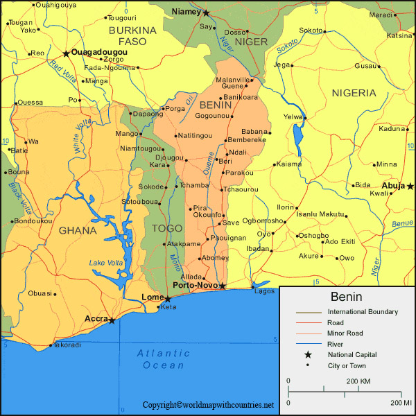 Labeled Map of Benin